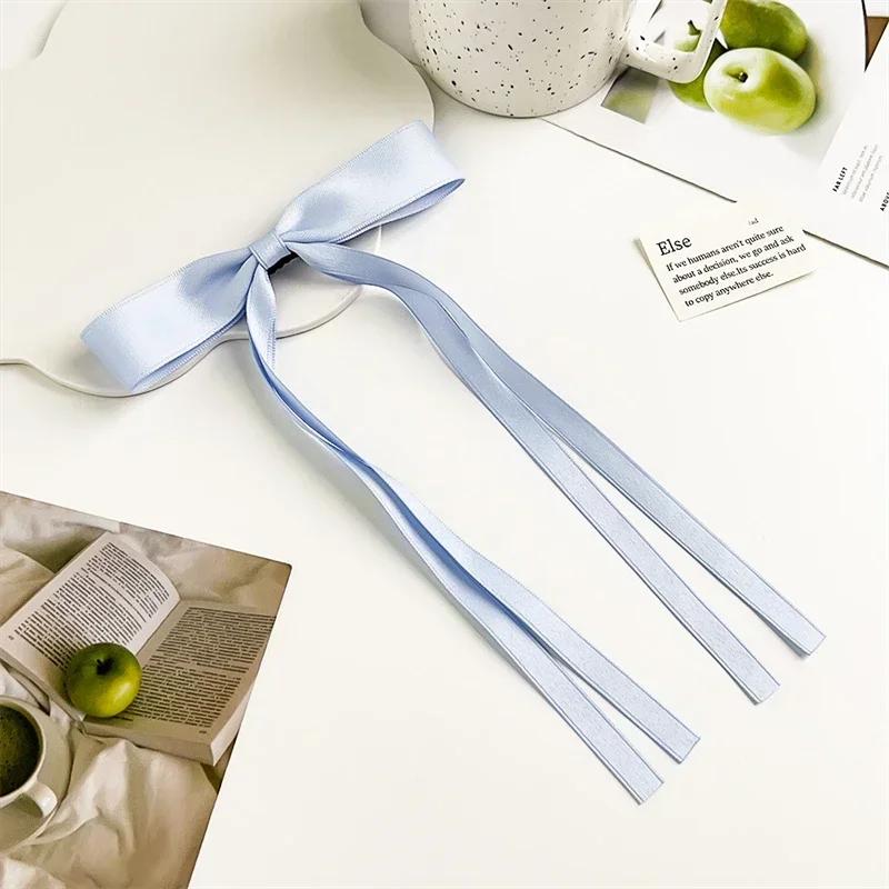 New Solid Color Ribbon Bow Hair Clips for Girls Fashion Korean Sweat Long Tassel Women Barrettes Hairpin Accessories