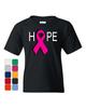 HOPE Breast Cancer Awareness Pink Ribbon Youth Kids Boys T-Shirt Tee