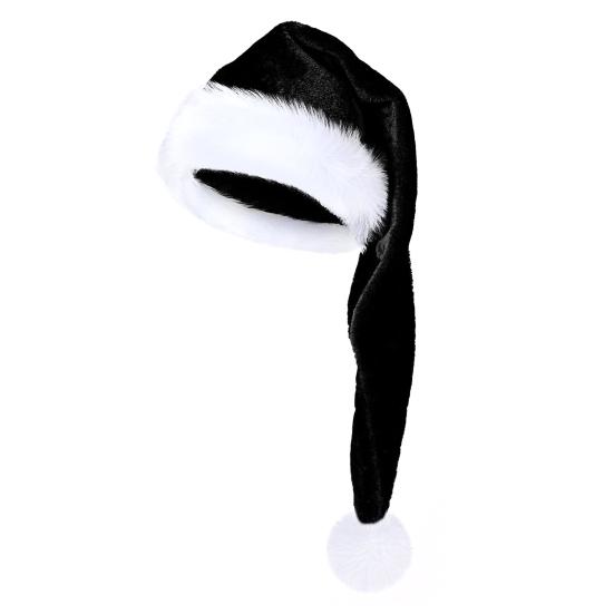 Santa Hat for Adult Unisex Velvet Plush Christmas Hat with Fluffy White Faux Fur Trim for New Year Holiday Party