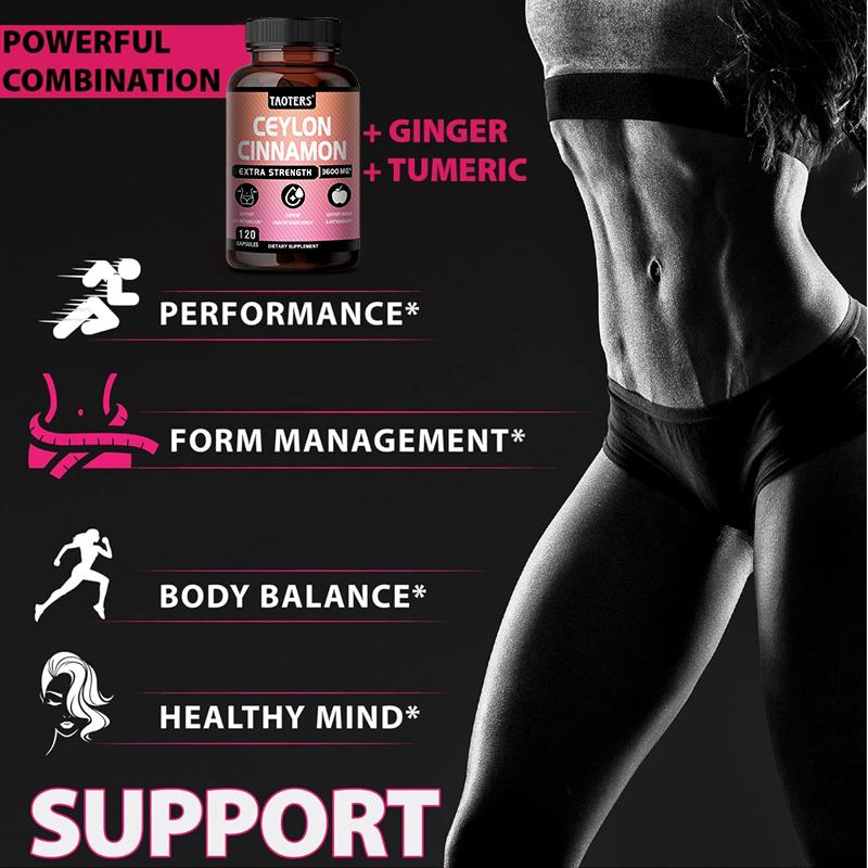 Taoters Ceylon Cinnamon Turmeric Complex Capsules Support Blood Glucose and Metabolic Health 120 Capsules