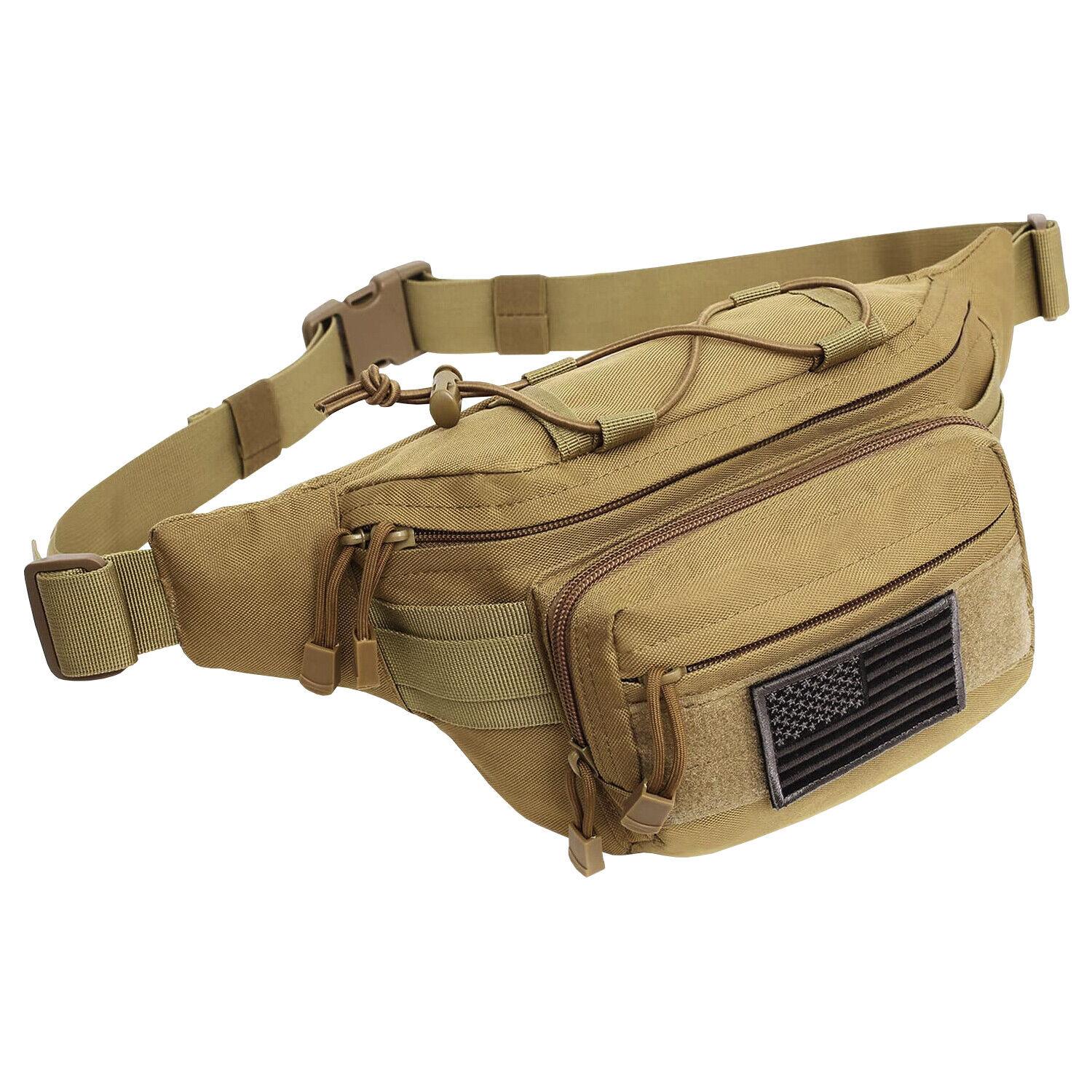 

Мужская тактическая поясная сумка на талии, набедренная повязка EDC, сумка для кемпинга, охоты, рыбалки, нашивка с флагом хаки