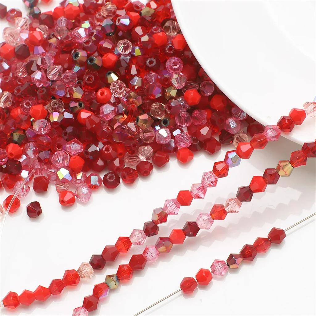 TX20 4mm 200pcs Series Irregular Color Series Faceted Glass Bead Handmade Bicone Beads Making Shiny DIY Bracelet Charm Necklace