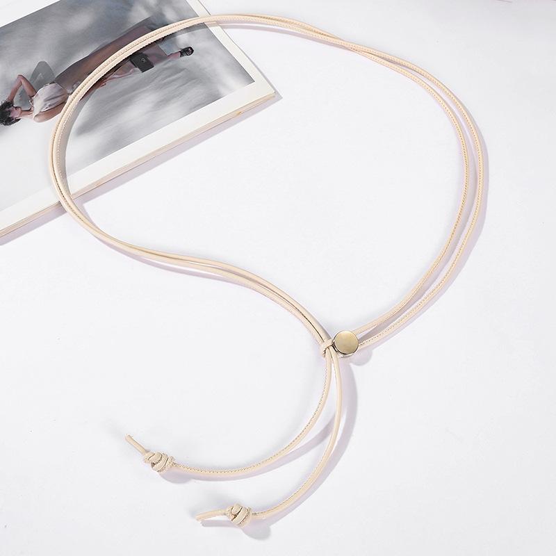 

Модный женский ремень с бахромой, мягкий кожаный шнур, регулируемый длинный ремень, подходящий к платьям и рубашкам бежевый/серебряный