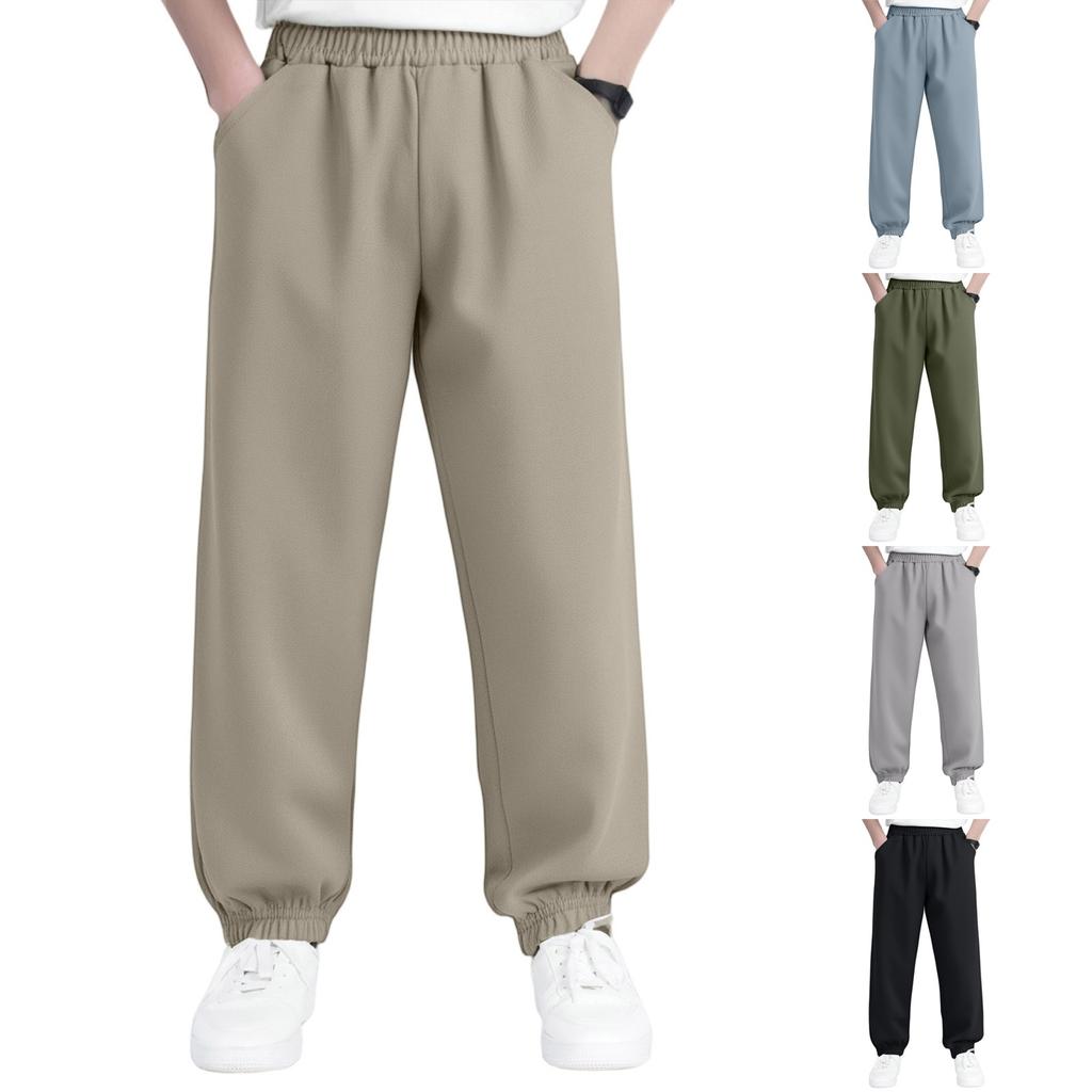 Kids' Casual Pants - Solid Color Sport Pants With Pockets