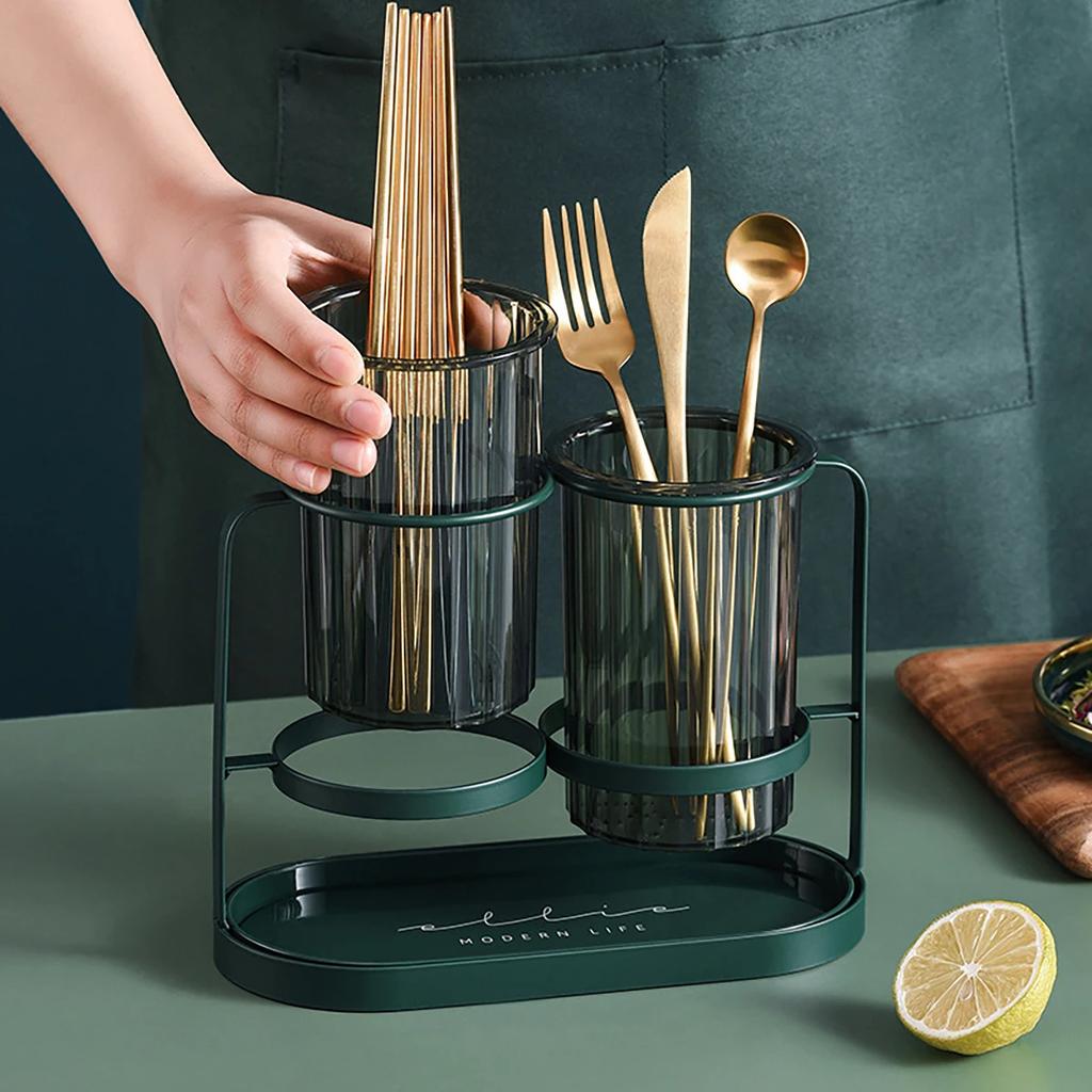 Light Luxury Simple Kitchen Drained Spoon Chopsticks Organizer Box Household ABS Chopstick Basket Kitchen Storage