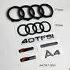 For Q2 4Ring Logo ABS Black Car Hood Front Grill Emblem Rear Trunk Badge A4 Quattro Sline 40TFSI  Emblem Car Accessories
