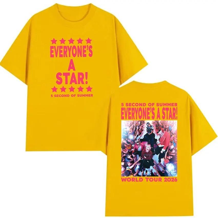 

5 Seconds of Summer Everyones A Star World Tour 2026 Merch Tshirt UNISEX Women Cotton Clothing Fashion Hiphop Short Sleeved Tee S