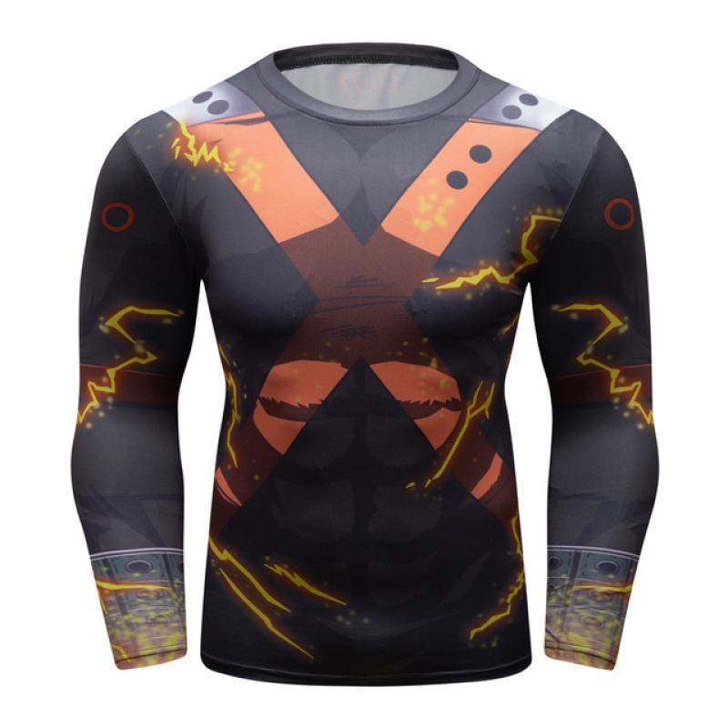 Anime 3D potištěná trička Pánská kompresní trička s dlouhým rukávem Fitness trička Móda Tenké punčochové kalhoty Tričko Mužský cosplay kostým