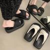 Versatile muffin platform slippers women's outerwear 2025 summer new cross-belt casual beach cool slippers