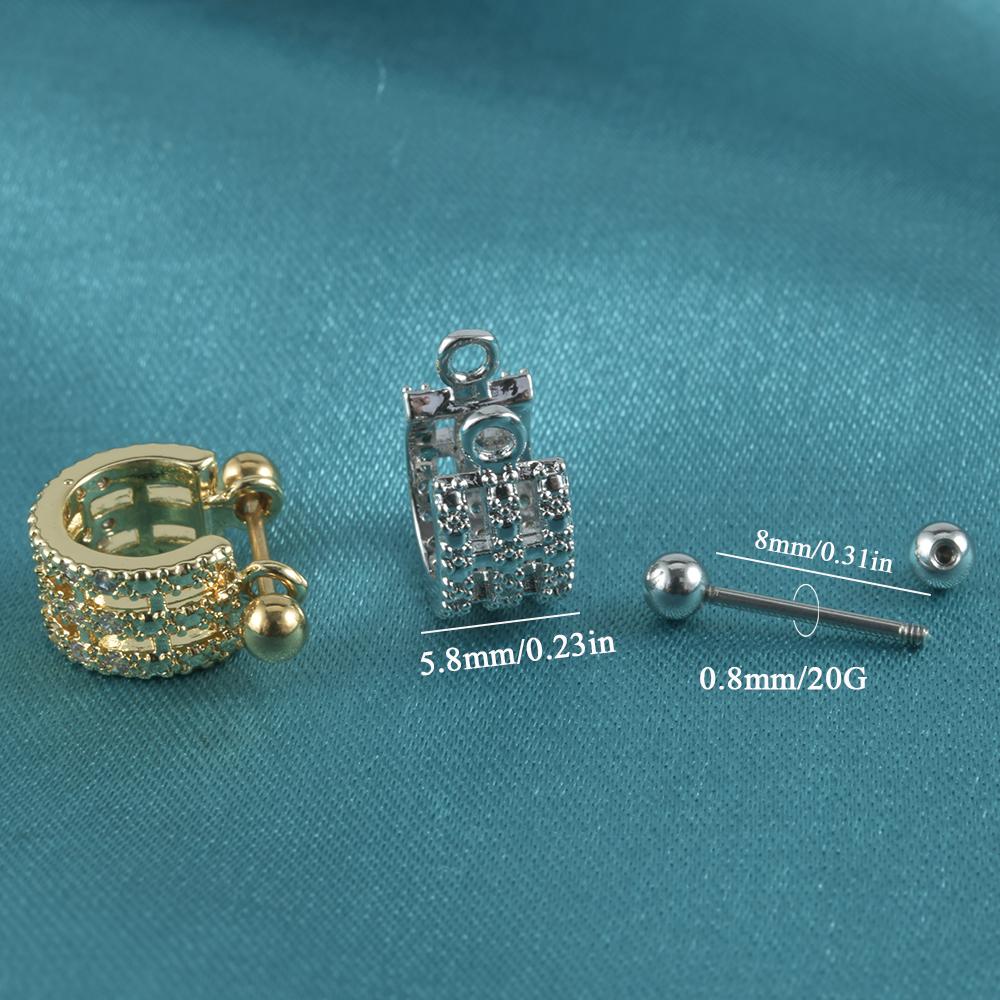 1pc Ear Tragus Cartilage Ring Stainless Steel Barbell With Cz Hoop Cartilage Cuff piercing Helix Daith Rook Lobe Earrings 4