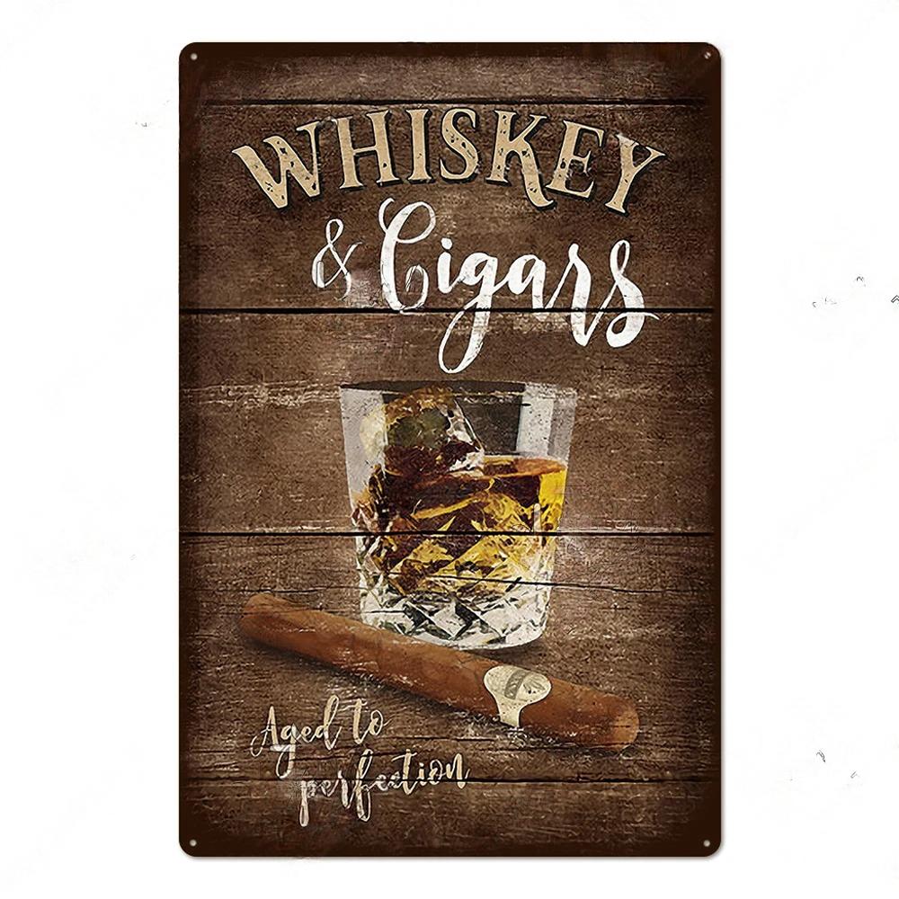 FJ Whisky Affischer Plakett Vintage Metallplåt Dekor Metallskyltar Pin Up-flicka Retro Väggdekoration för Bar Klubb Pub