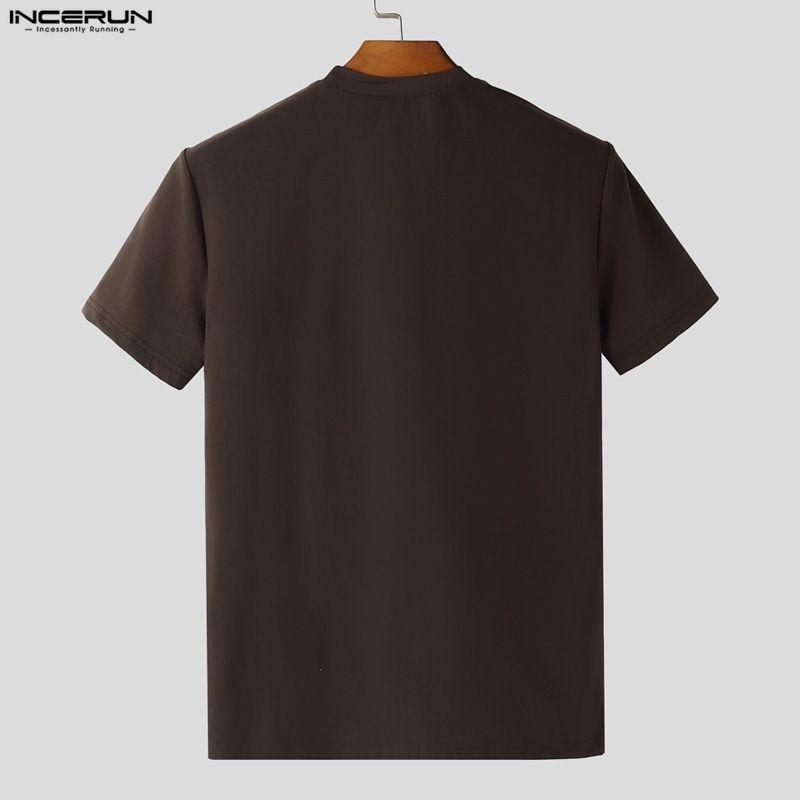 INCERUN Men Summer Short Sleeve Casual Fitted Tops T-shirts