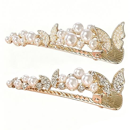 Girl Hairpin Imitation Pearls Fairy Butterfly Design Side Bang Hair Clip