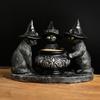 Halloween Black Cats Candle Holder Gothic Resin Cat with Witch Hat Statue Tea Light Holder for Indoor Party Mantel Coffee Table Centerpiece