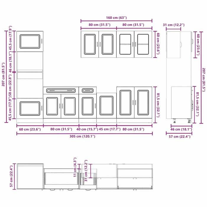 VidaXL Ensemble d'armoires de cuisine 7 pcs Kalmar bois d'ingénierie 3314734