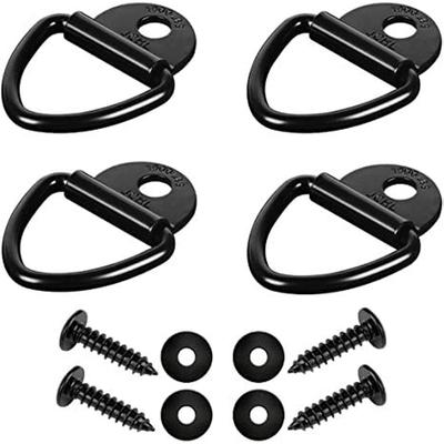 4 Stück Fracht-V-Ring-Zurranker, 5,1 cm Durchmesser, schwarzer Stahl, anschraubbarer Anhänger-V-Ring-Zurrgurt, Ersatz für Pickups, Anhänger, Anhänger, LKWs, Lager