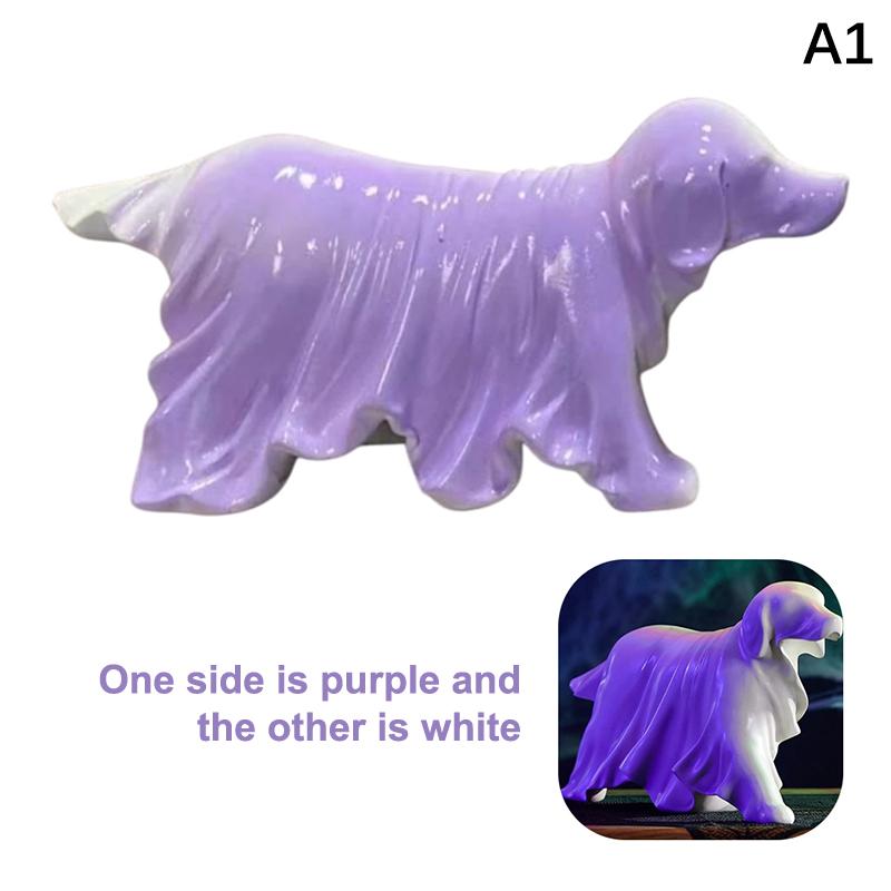 Luminous Ghost Dog Statue Ghosts Walking Dog Figurine Halloween Decoration Resin Ornament Home Festival Party Decoration