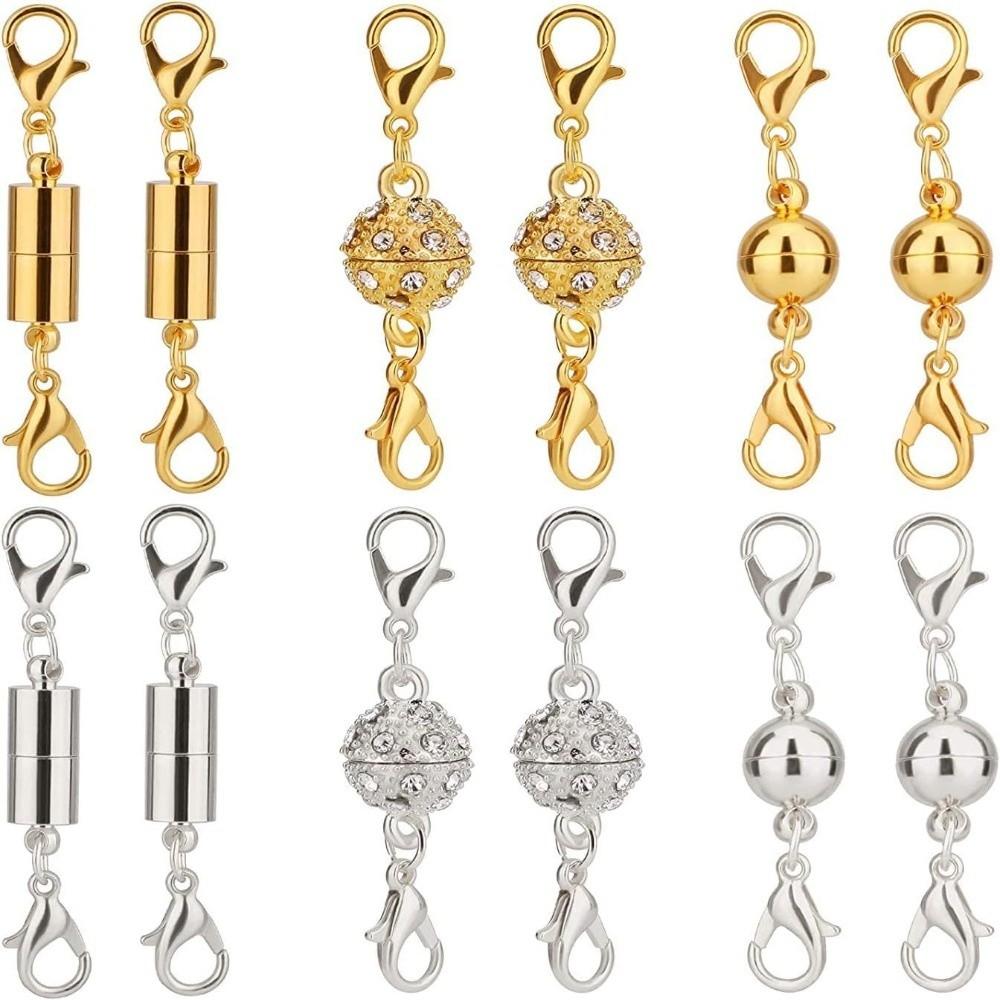 12pcs New Gold & Silver Magnet Connector Clasp Lobster Clasp DIY Clasps Jewelry Clasps Couple Necklaces