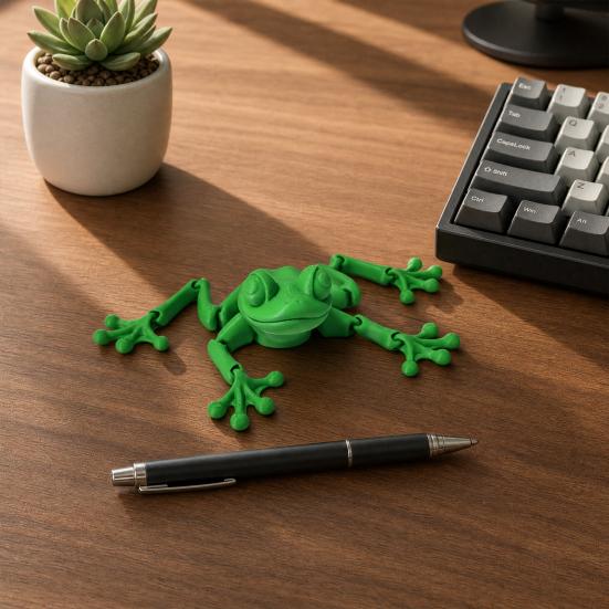 3D Printed Frog Ornament, Movable Joint Figurine, Stress Relief Toy, Creative Desktop Decoration, for Kitchen Car Desk Decor