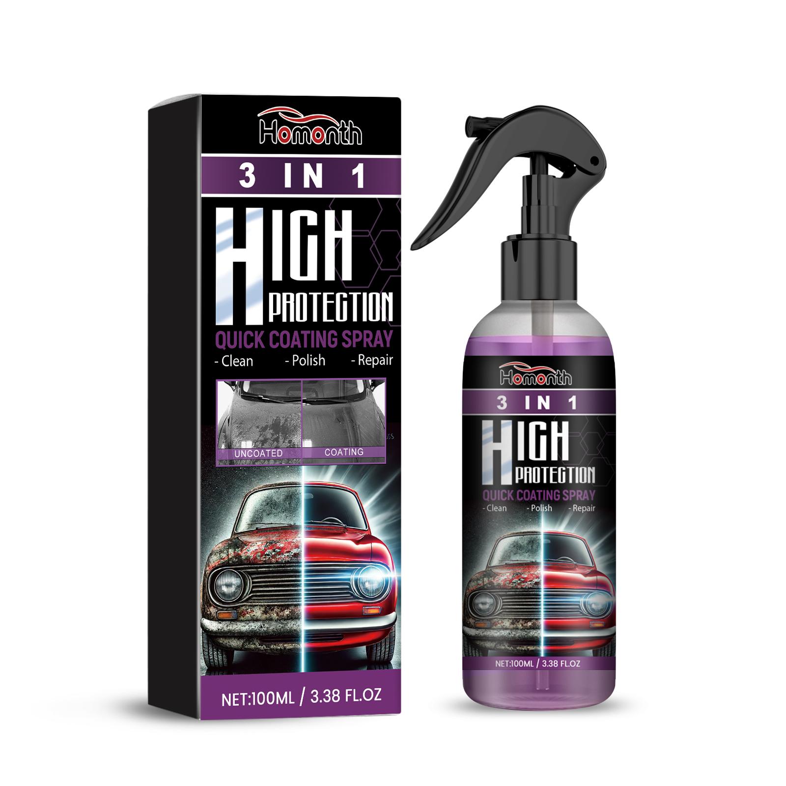 HOMONTH High Protection 3-in-1 Automotive Coating Spray 100ml: Long-lasting, oil-proof, waterproof, and stain-resistant for car cleaning