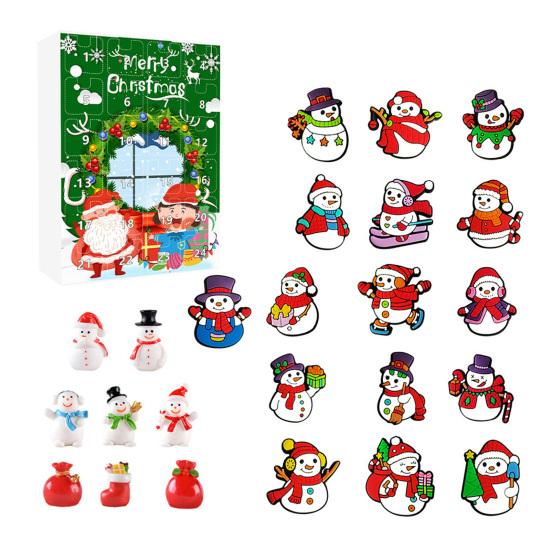 Weihnachts Schneemann Adventskalender 24-Tage Countdown Weihnachtsgeschenkset 2D Cartoon Schneemann Hängedekorationen