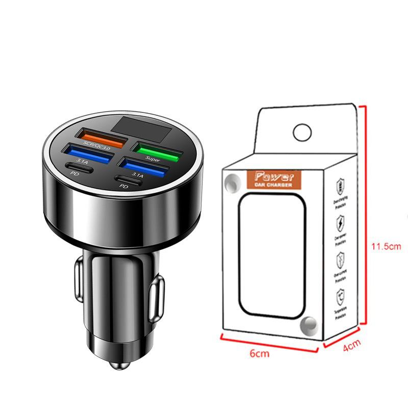 6 Ports Car Charger Fast Charging QC3.0 6 In 1 4USB 2PD Car Phone Charger For IPhone Adapter
