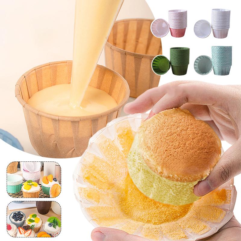 50pcs Muffin Cupcake Wrappers Crimping Muffin Cases Heat Resistant Baking Paper Cups Mold Supplies Pink Green Cake Liner Cup