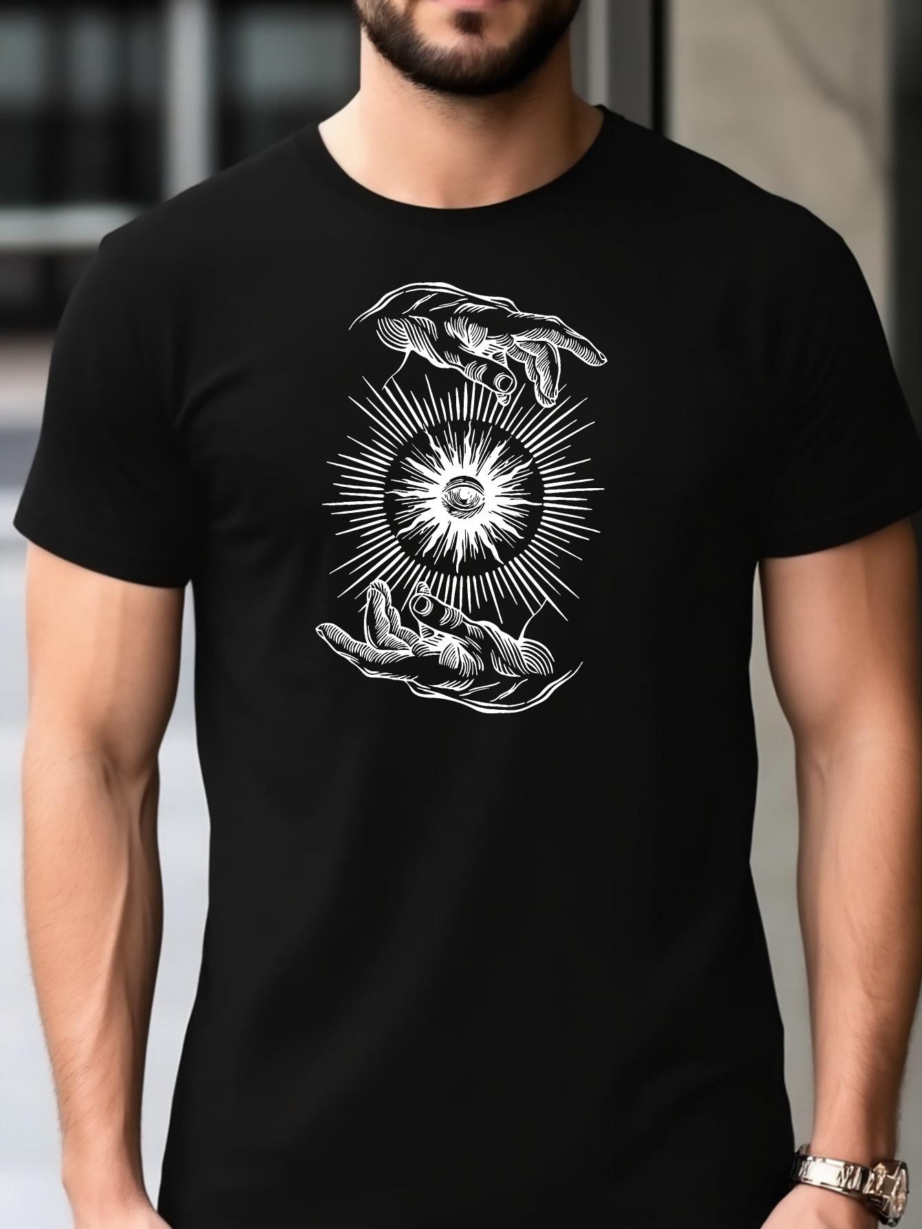 Black T-shirt with Intricate White Print -  I Am the Way  Design S