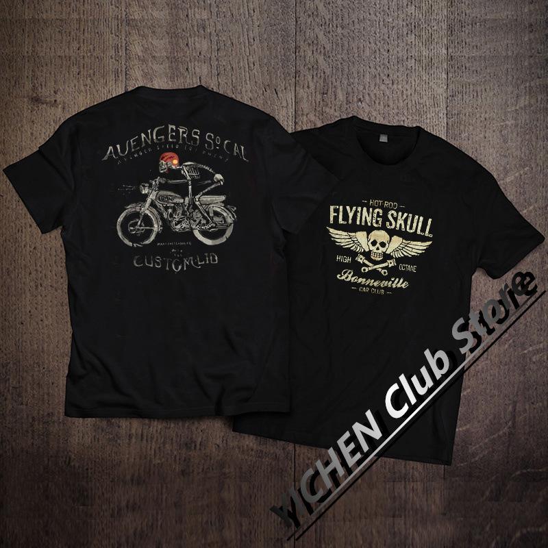 Europäisches und amerikanisches Motorrad Heavy Duty Kurzarm-T-Shirt Herren Rock Max Retro Baumwolle Harley Motorrad Print Herren Top