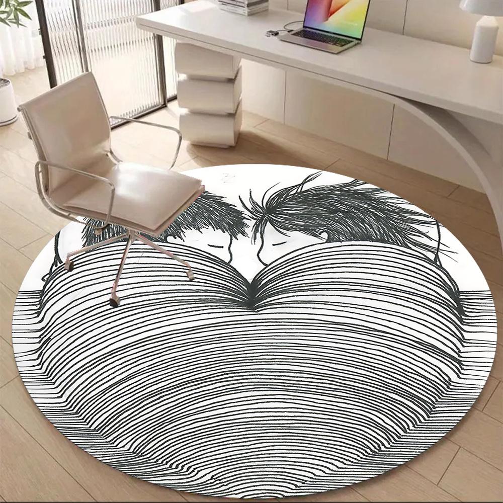 1pc Love Heart Office Round Area Rug, Indoor Mat Suitable ForOffice, Under Office Chairs Bedroom Living Room Home Decor, Room Decot014