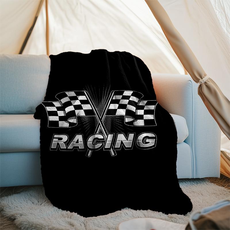 Coperta stampata a tema corse - Perfetta per divano, letto, viaggi e uso all'aperto | Lavabile in lavatrice, accogliente e resistente.
