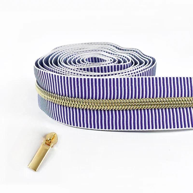2-5Meters 5# Meetee Striped Nylon Zippers Tape for Sewing Plastic Roll Coil Zip By The Meter Zipper Closure Garment Accessories