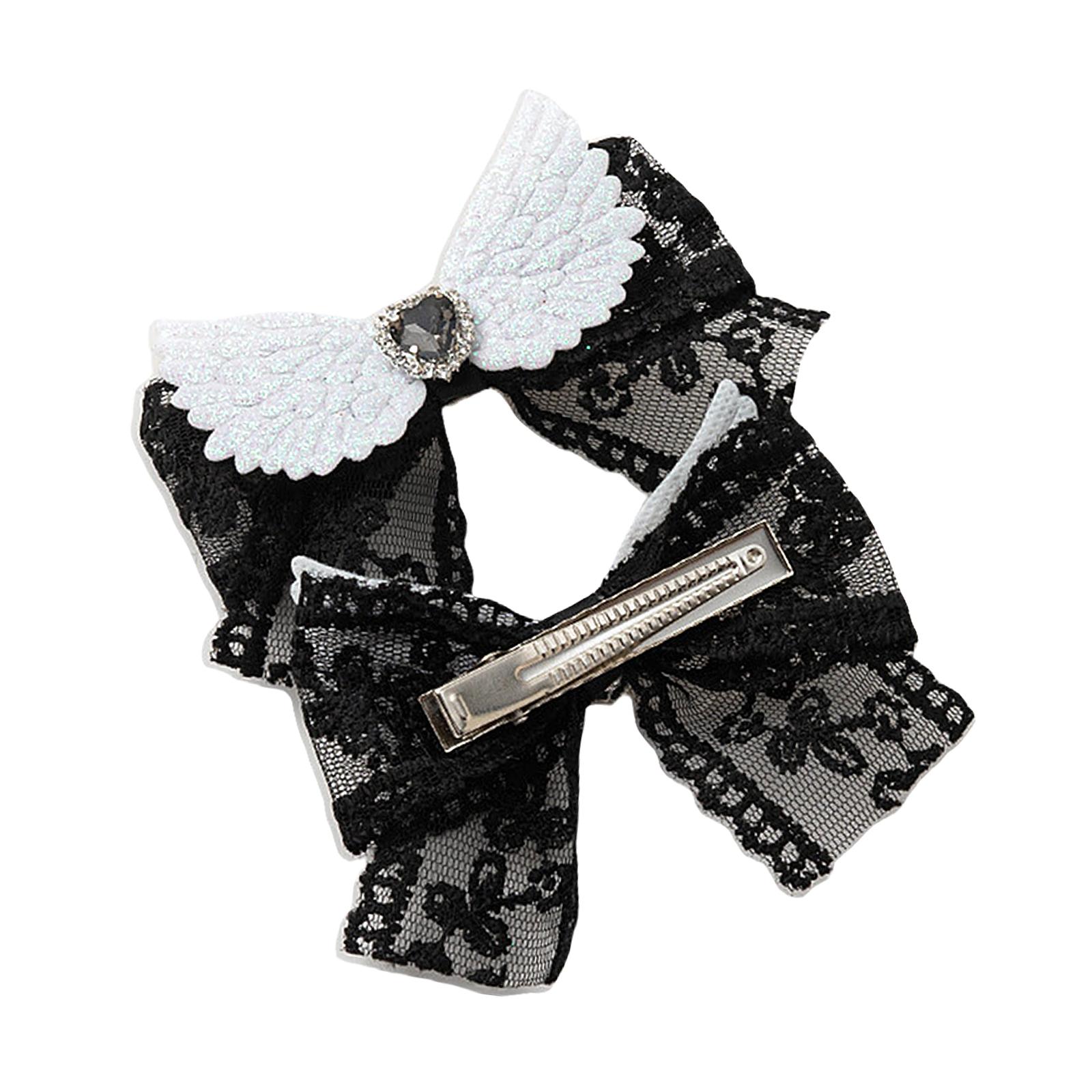 

Flat Clip Hairpin Wing Studded Balletcore Headwear Bunches Clip Elegant Rhinestones Bowknot Hair Clip Photo Props C