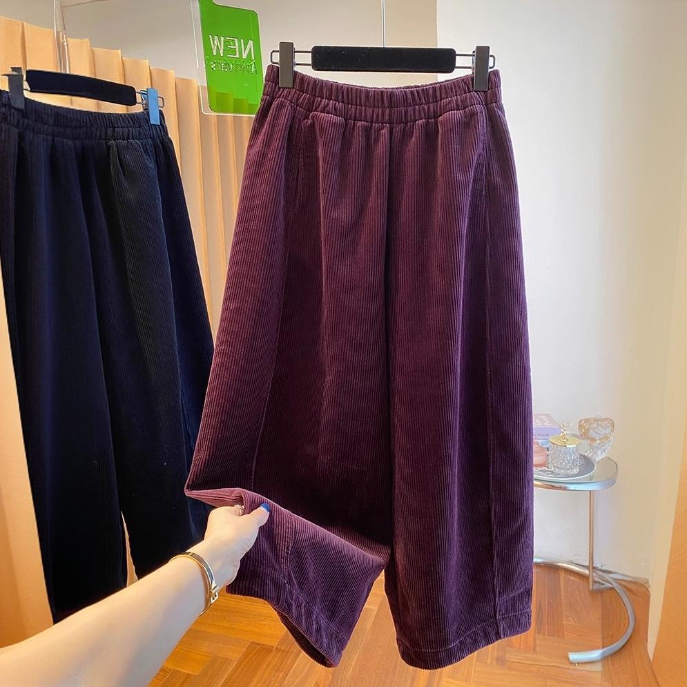 Premium Velvet Wide-Leg Cropped Pants for Women - Autumn/Winter 2026 New, Loose, Versatile, and Trendy