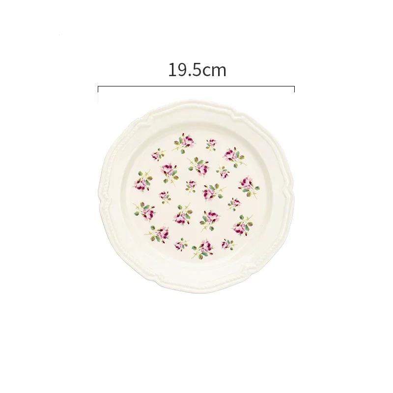 French Style Rose Ceramic Plates Light Luxury Restaurant Dessert Salad Bowls Delicious Dishes Dining Plate Exquisite Tableware