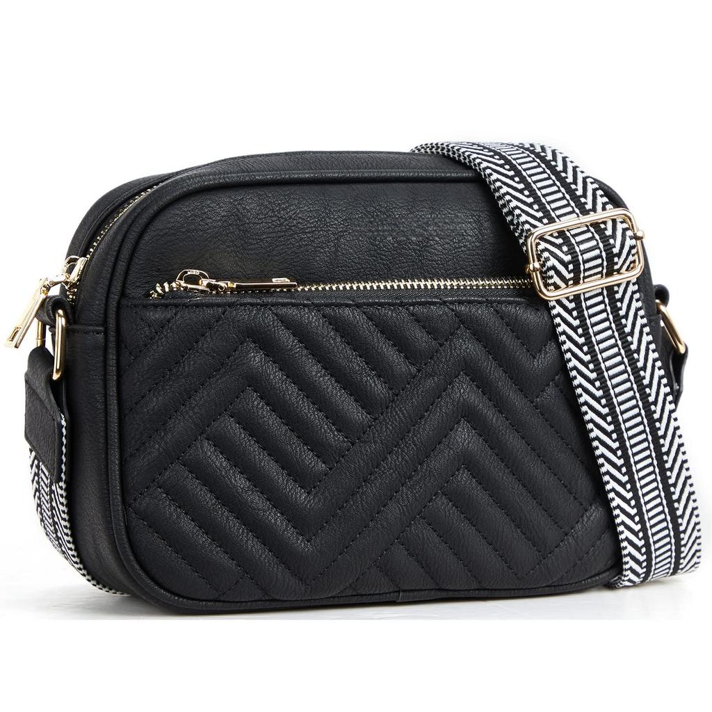 Women's Quilted Checkered Crossbody Bag - Vintage Color Block Shoulder Bag with Zipper Strap & Wallet Pocket, Mini Square Purse for Daily Essentials