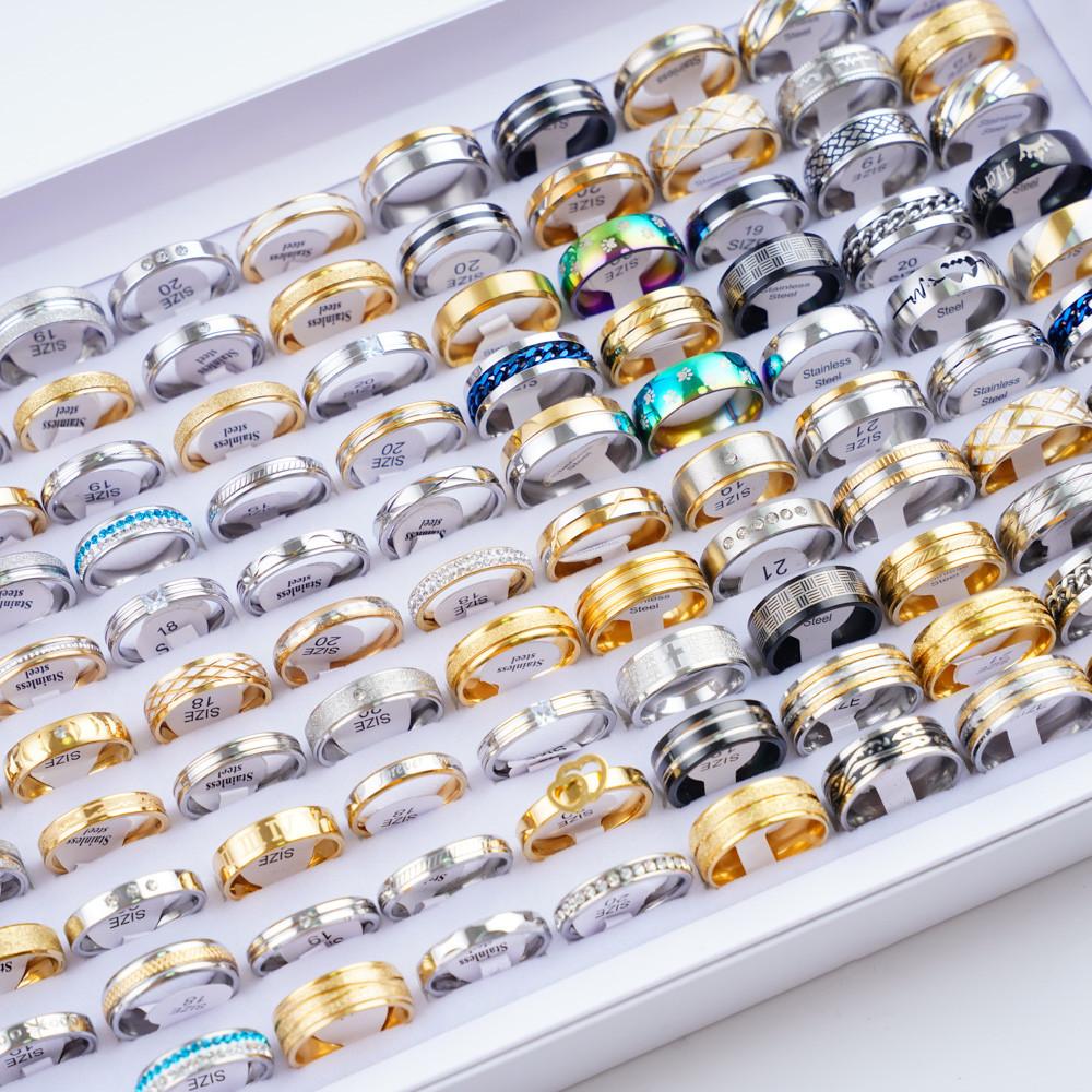 20 Stück/Los Mode Herz Streifen Edelstahl Liebesringe Für Männer Frauen Mix Stil Party Geschenke Schmuck Zubehör