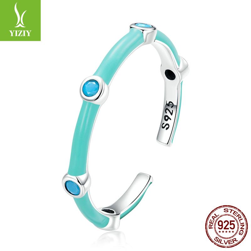 

Yinziyun Мятно-зеленый бирюзовый открытое кольцо S925 стерлинговое серебро ювелирное изделие SCR813