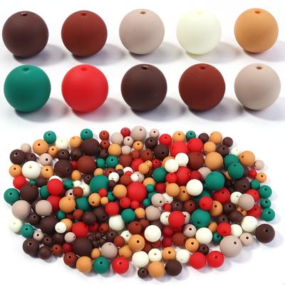 20-100pcs Acrylic Rubber Beads 6/8/10/12/14/16mm Christmas Color Round Loose Beads For Jewelry Making DIY Bracelets Necklace
