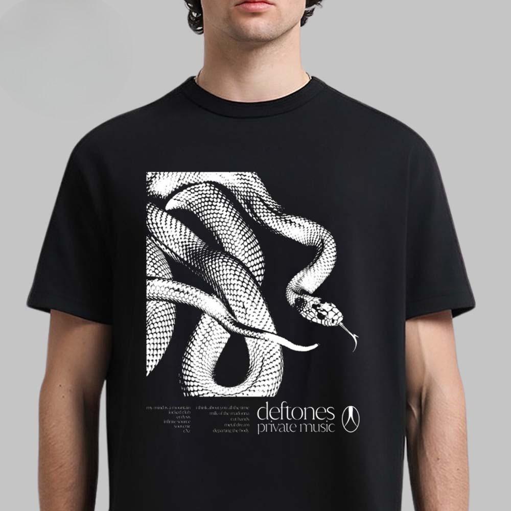 Deftones Private Music Logo Snake T-Shirt High-end Luxury Is for Both Men and Women Top Y2k Summer