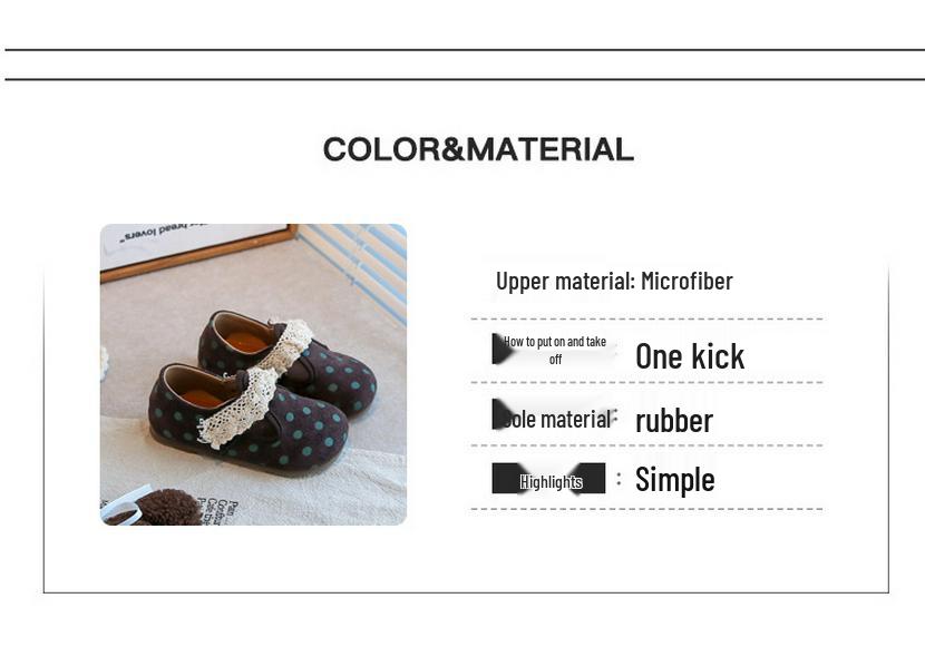 Sweet Mary Jane Polka Dot Leather Shoes - Girls' 2026 Spring/Autumn Lace-Trim Princess Loafers, Korean Style