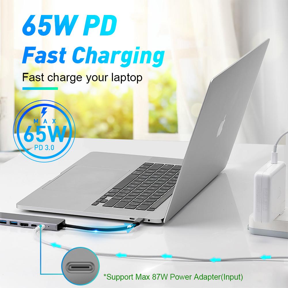 8-in-1 Multi-Function USB C Hub with 4K USB-C to for HDMI Ethernet 3 USB 3.0 Ports and TF Card Reader Adapter Stock Available