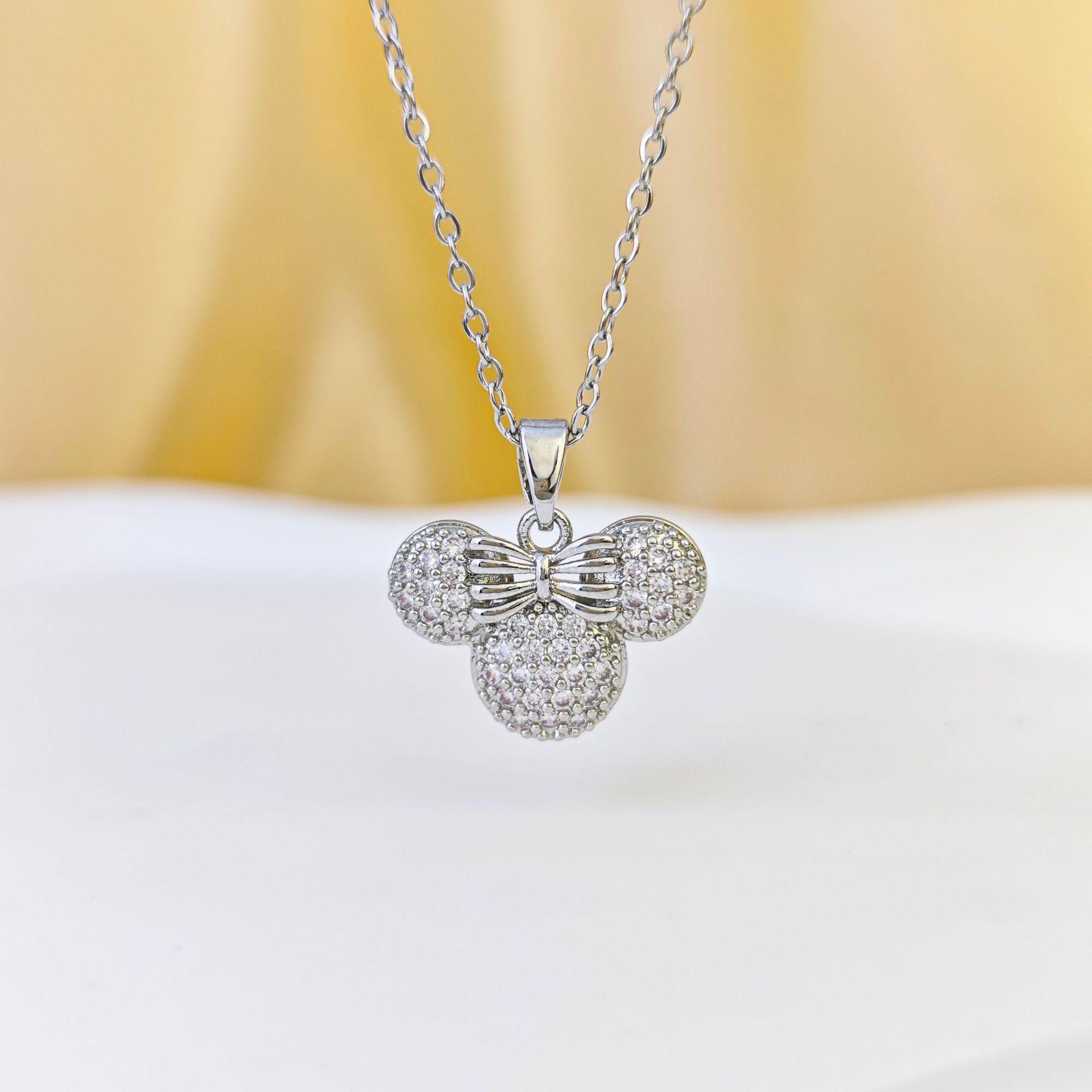 

Exquisite Full Diamond Mickey Necklace for Women - Trendy, Simple Clavicle Pendant, Perfect Gift for Best Friend.
