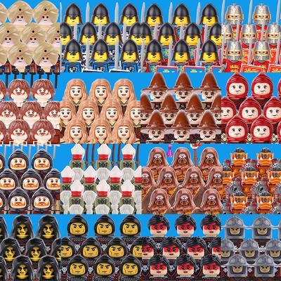 Soldado Militar Medieval Figuras Blocos de Construção Castelo Lobo Cavaleiros Guerreiro Espada Ferreiro Aldeão Martelo Orc Tijolos Brinquedos