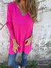 European & American 2026 Spring/Autumn Solid V-neck Knit Loose Women's Top