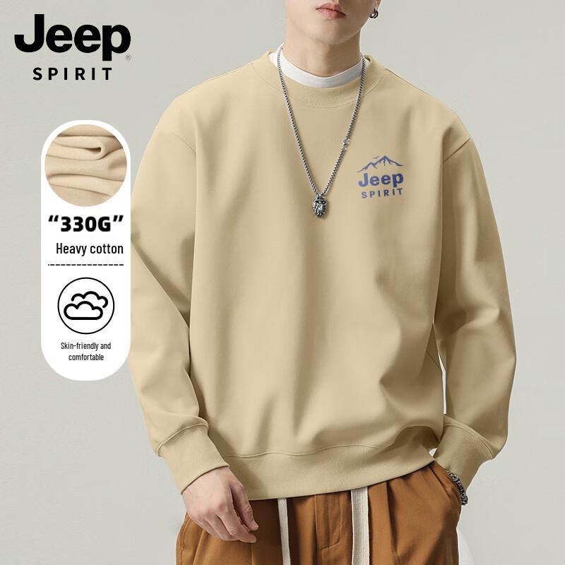 JEEP SPIRIT Men's Round Neck Letter Print Pullover Sweatshirt