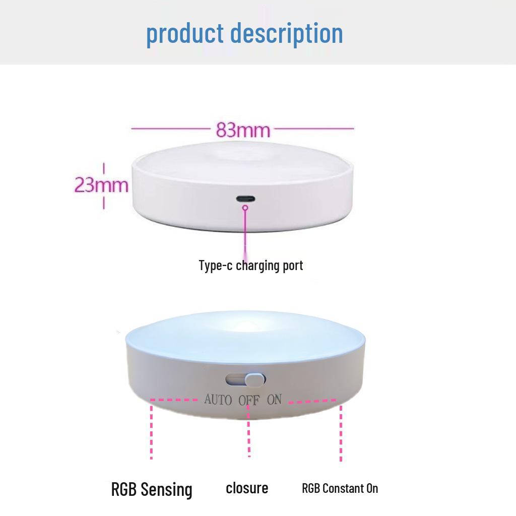 16-Color Remote Control Motion Sensor Ambient Light with Magnetic Suction and Rechargeable Battery for Cabinets and Parties