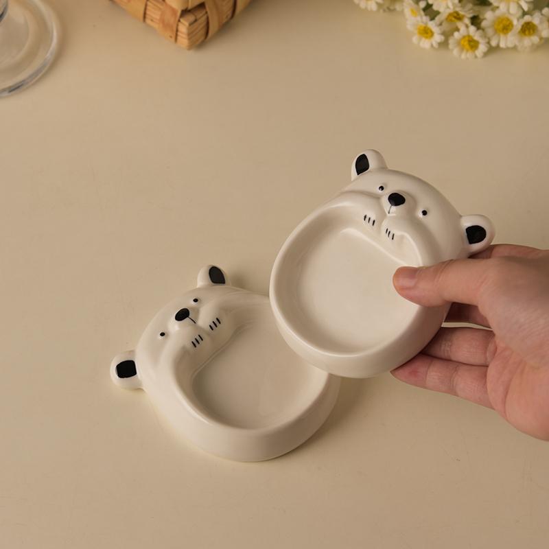 Ceramic small flavor plate, cute little dog sauce plate, butter small plate, mini sushi soy sauce dipping bowl