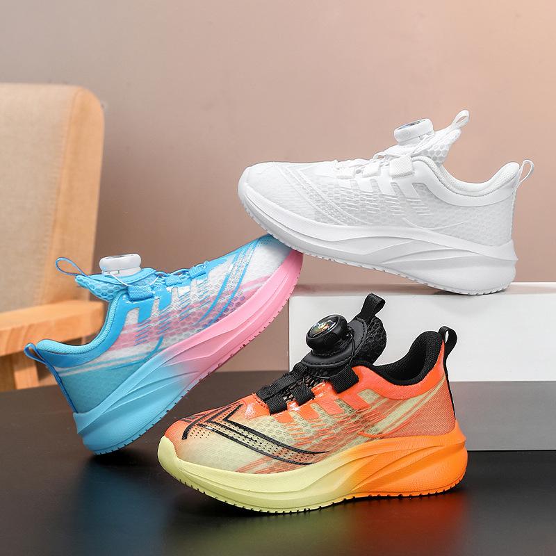 Boys running shoes 2025 spring new rotating button children's sports shoes adolescent girls versatile shoes
