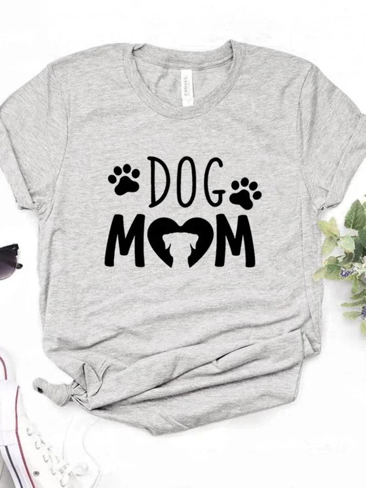 Women T Shirt Dog Mom PAW Print Tshirt Women Short Sleeve O Neck Loose T-shirt Ladies Causal Tee Shirt Clothes Tops